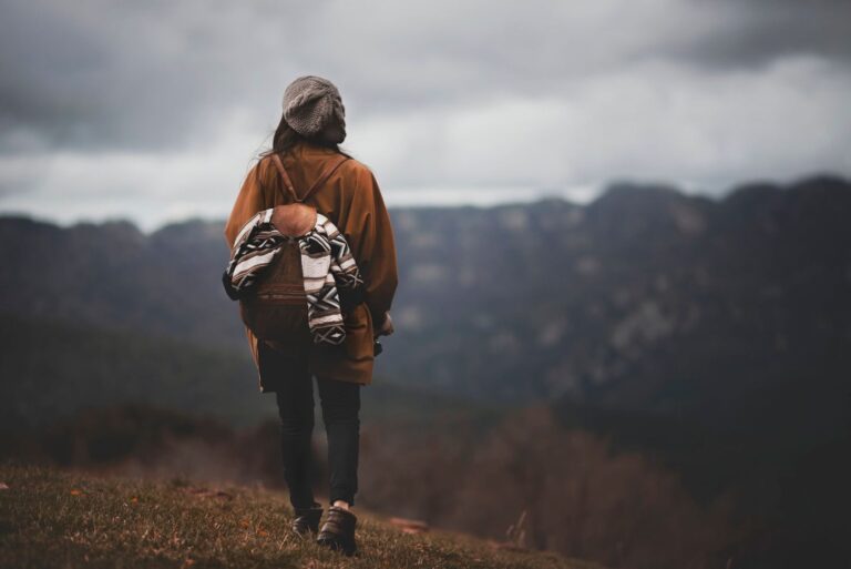 Woman exploring the mountains in Manresa, Spain, capturing the essence of wanderlust and nature.