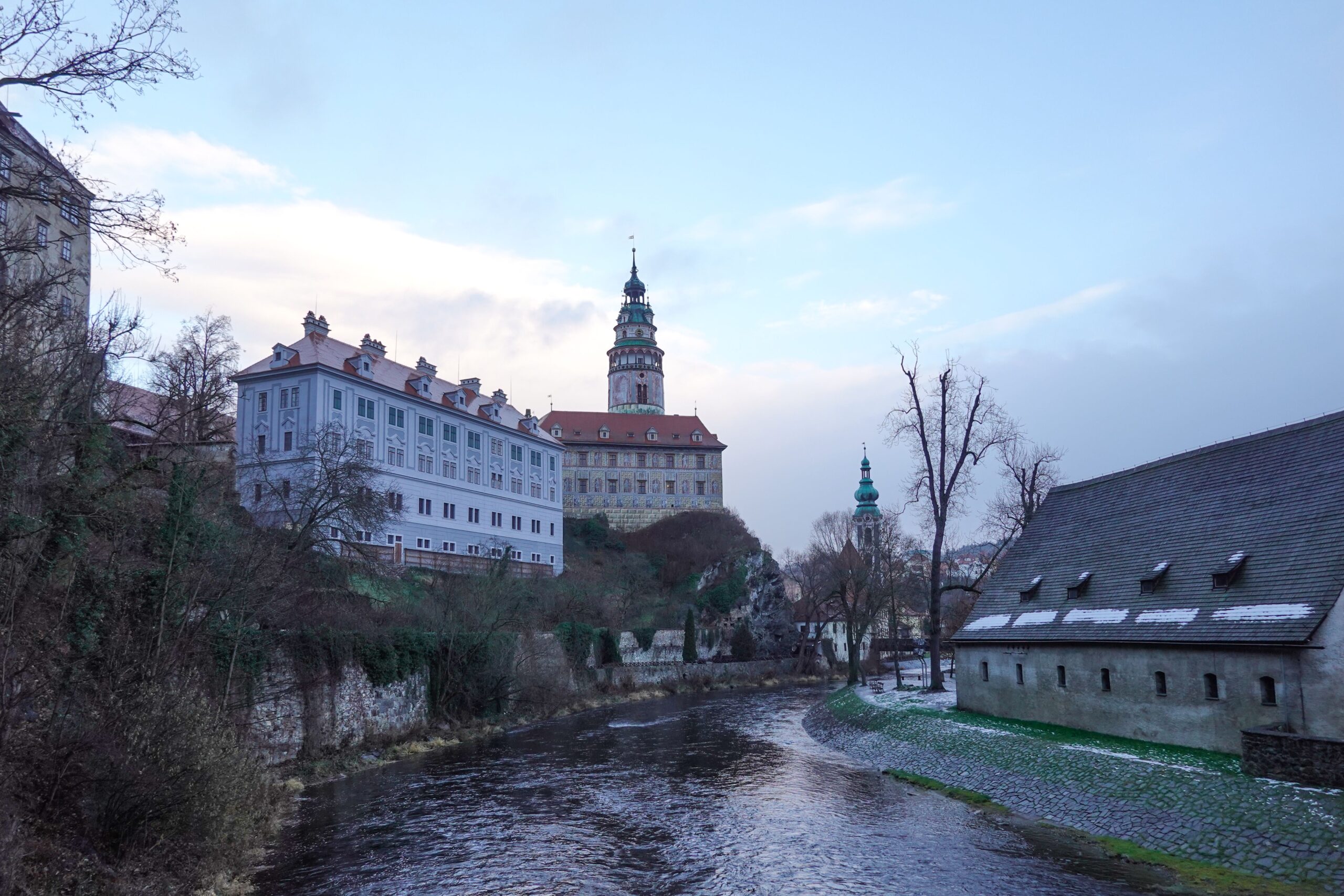 Český Krumlov kalesi ve tarihi şehir merkezi